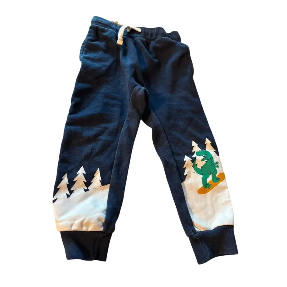 Old Navy Blue Sweatpants Dinosaur Graphic Size 4T